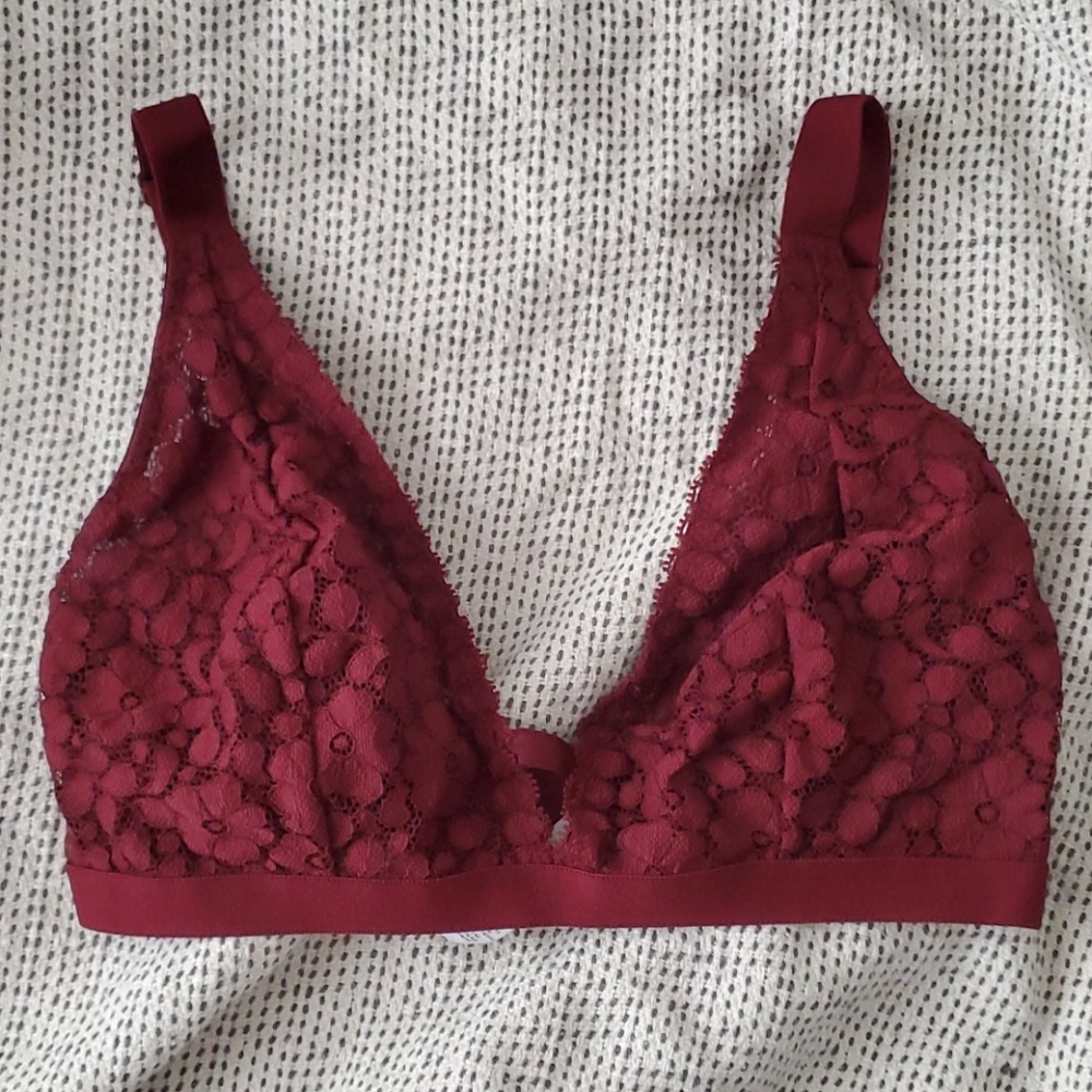 Halogen Red Burgundy Lace Bralette